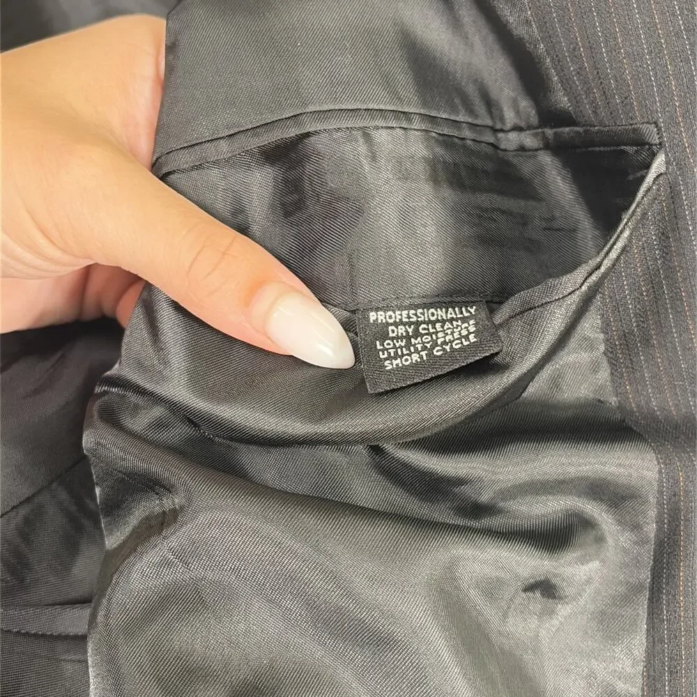 40L Joseph A Bank Black PinStripe Two Button Men's Suit Pants Flat-Front
